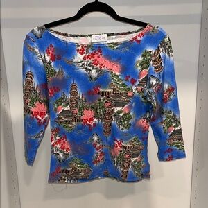 Y2K Japanese Maple Print Blouse